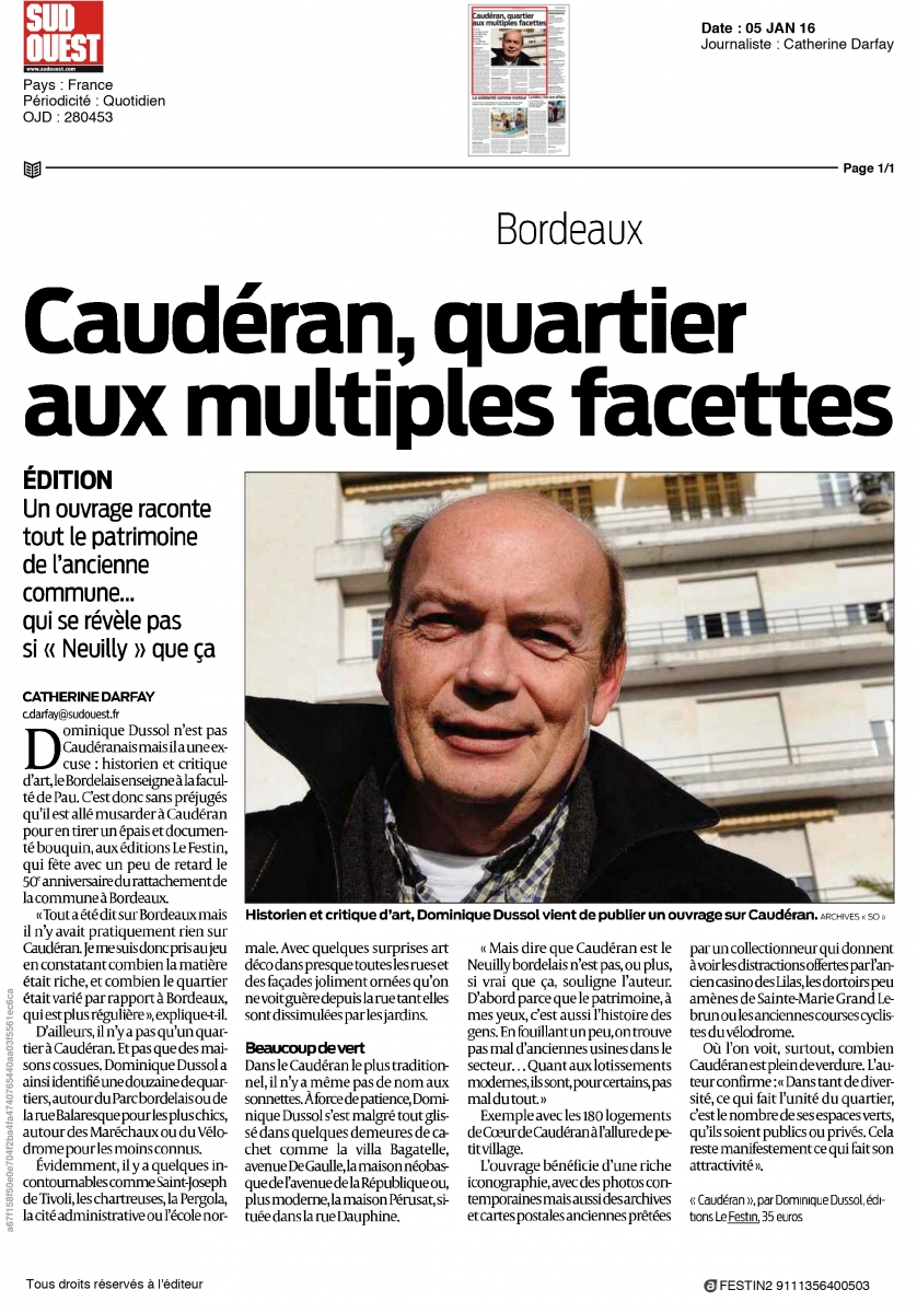 Catherine Darfay pour Sud Ouest - 5 janvier 2016