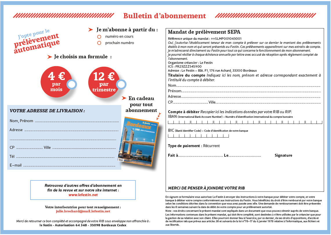 Bulletin abonnement